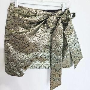 REBECCA MINKOFF Augustina Faux Wrap Skirt Shimmering Jacquard